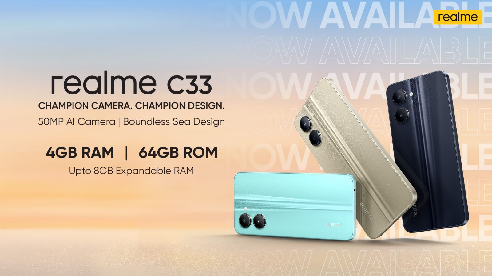 A New Variant of realme C33 with 4GB + 64GB Has Dropped in the Market