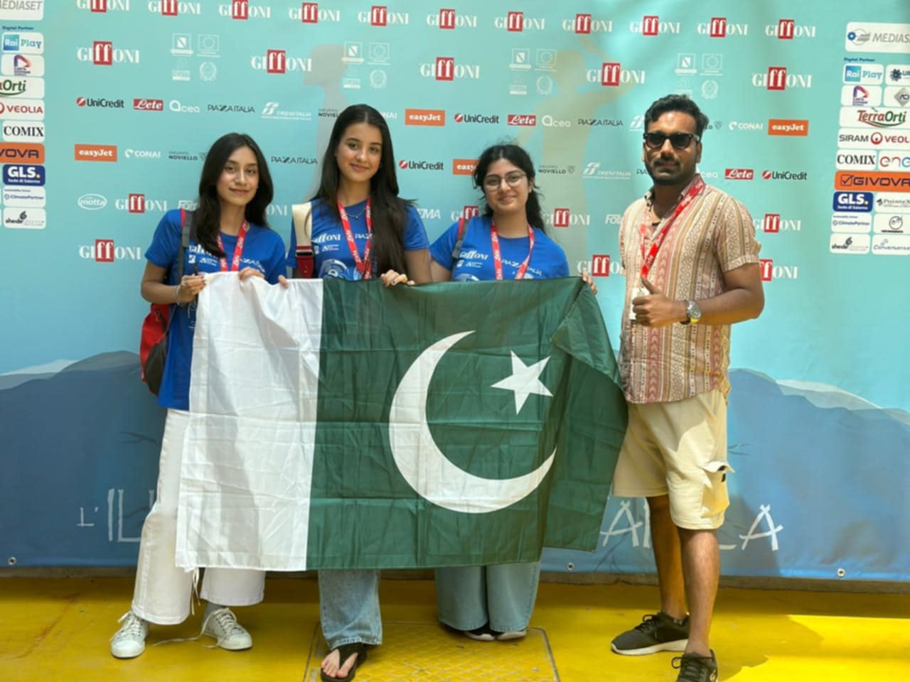 Three Young girls representing Pakistan at Giffoni Film Festival Italy